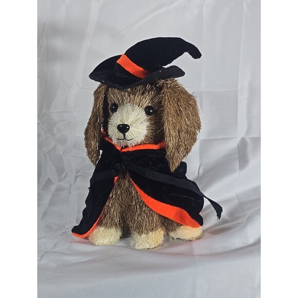 Martha Stewart HALLOWEEN  DOG WITCH FIGURINE 11 INCHES BLACK BROWN RED - Picture 1 of 7